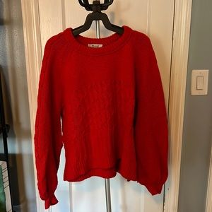 Red cable knit sweater from Madewell